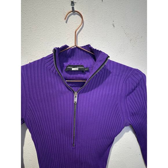 PROENZA SCHOULER Purple Knit Long Sleeve Quarter Zip Flared Sleeves Sweater XS - Picture 11 of 16